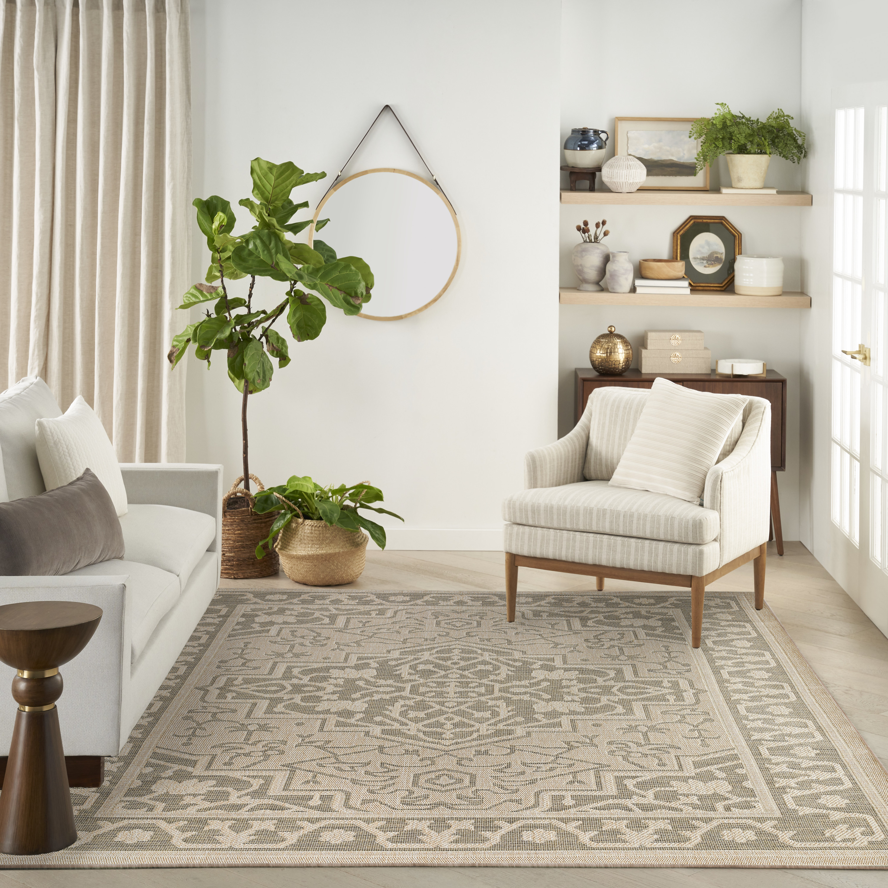 Nourison Tulum 10' x 14' Taupe Olive Outdoor Rug