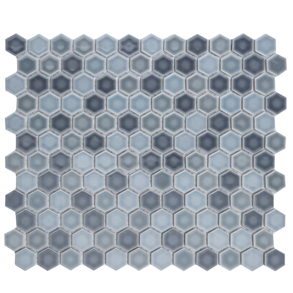 Sample – Hudson 1″ Hex Stillwater Porcelain Mosaic Tile