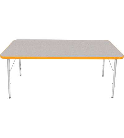 Creative Colors® Activity Table, Rectangle, 30" x 60", Gray Nebula Top Color, Yellow Edge Color, Standard Leg Height, Platinum S