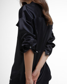 Della Satin Long-Sleeved Shirt Classic Black