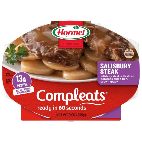 HORMEL(r) COMPLEATS(r) Salisbury Steak, 6/9oz. . C1C1 - Front Center In Package (Hi Res)