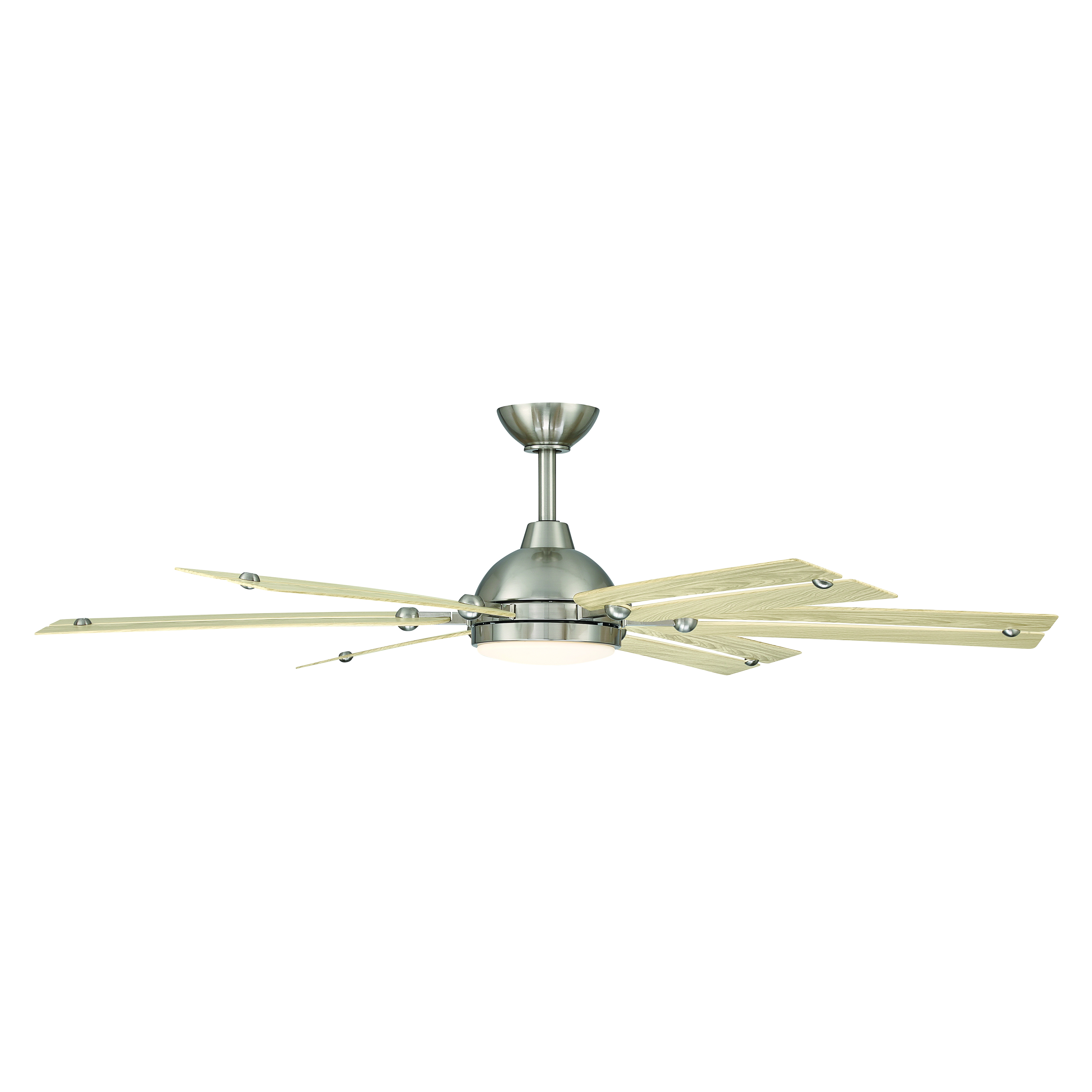 56" 6-Blade 5CCT LED Smart Ceiling Fan - Brushed Nickel and White Oak Blades with Etched Opal Glass - alternate view