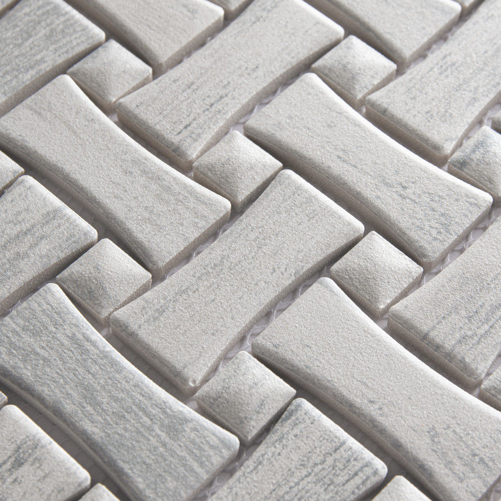 Cassis Dog Bone Basketweave White w/ White Dot 10 in. x 10 in. Porcelain Mosaic Tile