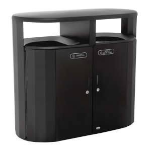 Rubbermaid Commercial, Resist®, Dual Stream, 23 gal, Metal, Black, Rectangle, Receptacle
