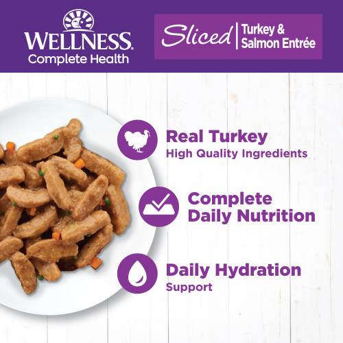 The benifts of Wellness Complete Health Sliced Sliced Turkey & Salmon Entree