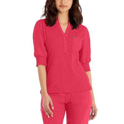 Landau Forward LT114 Women&#8216;s Eco-Friendly 3-Pocket Cuff Sleeve Medical Scrub Top WSL-Landau