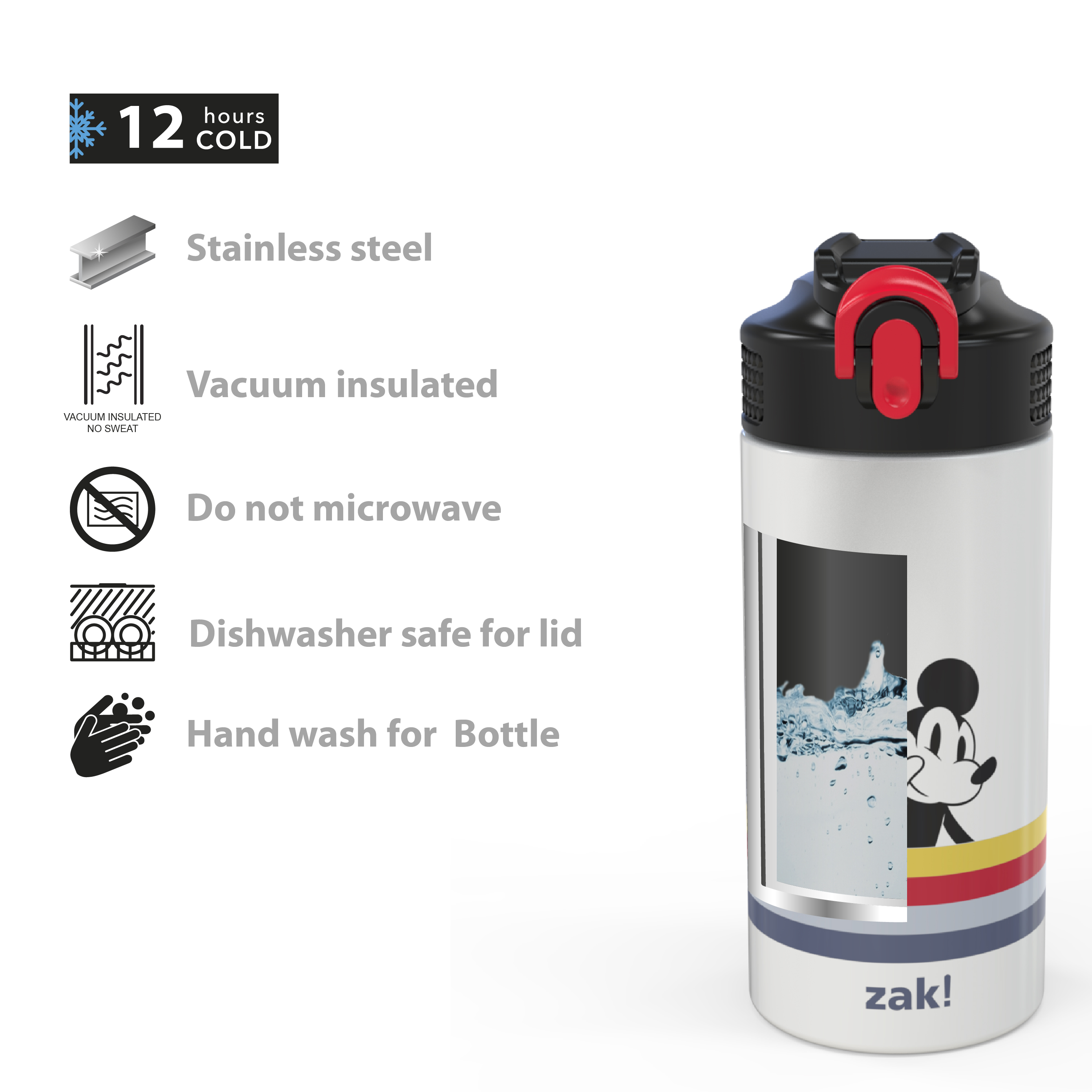 Disney 14 ounce Stainless Steel Vacuum Insulated Water Bottle, Mickey Mouse and Minnie Mouse slideshow image 5 Disney 14 ounce Stainless Steel Vacuum Insulated Water Bottle, Mickey Mouse and Minnie Mouse slideshow image 5