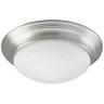 Ceiling Fixture Steel Brushed Nickel Flush Mount 2-Light 120V 60W Alabaster Glass 14 in. Dia. Gray 4.63 H x 14 W in.