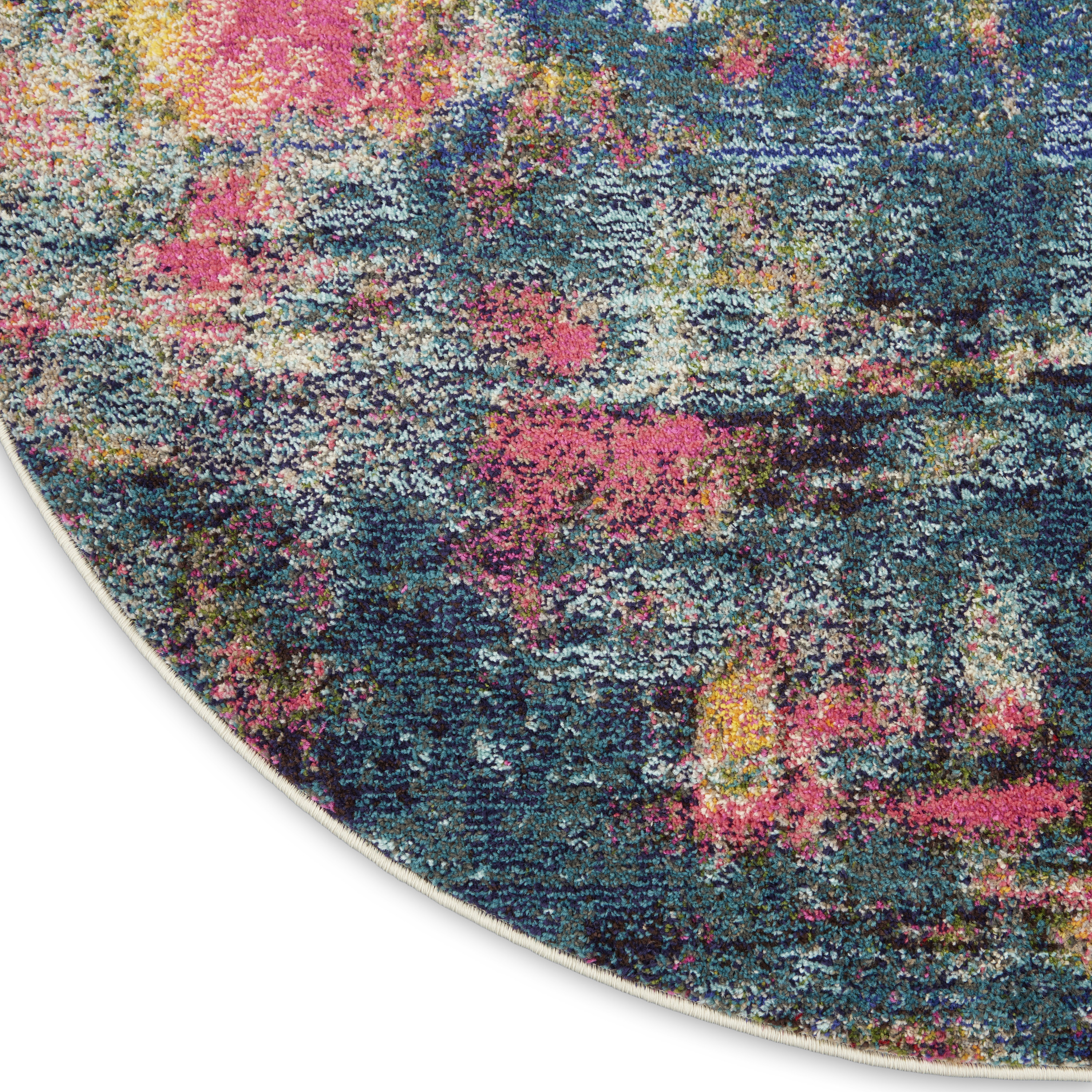 Nourison Celestial 4' x Round Blue Yellow Modern & Contemporary Indoor Rug