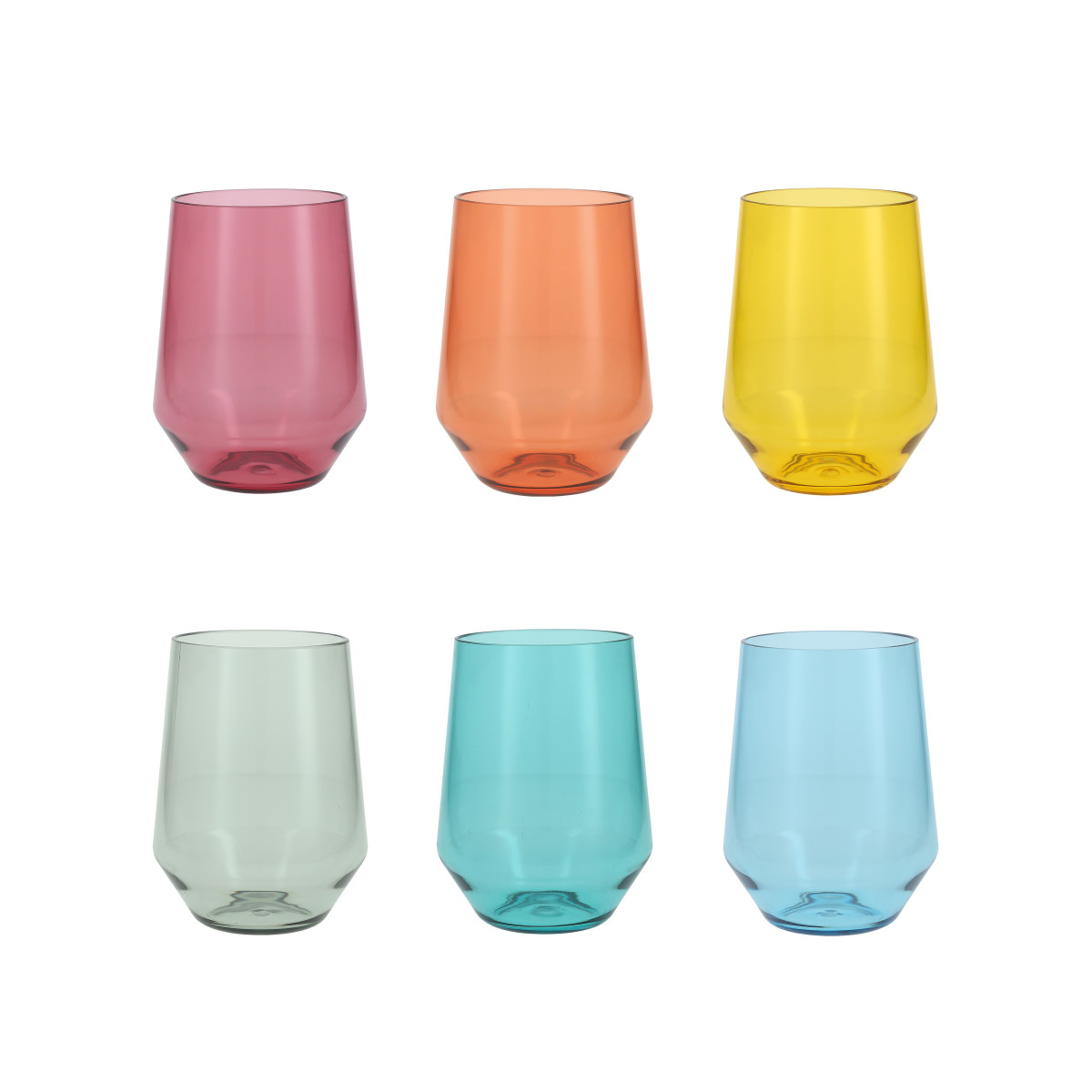 Sole Outdoor Stemless Wine, Mixed Colors, Set of 6