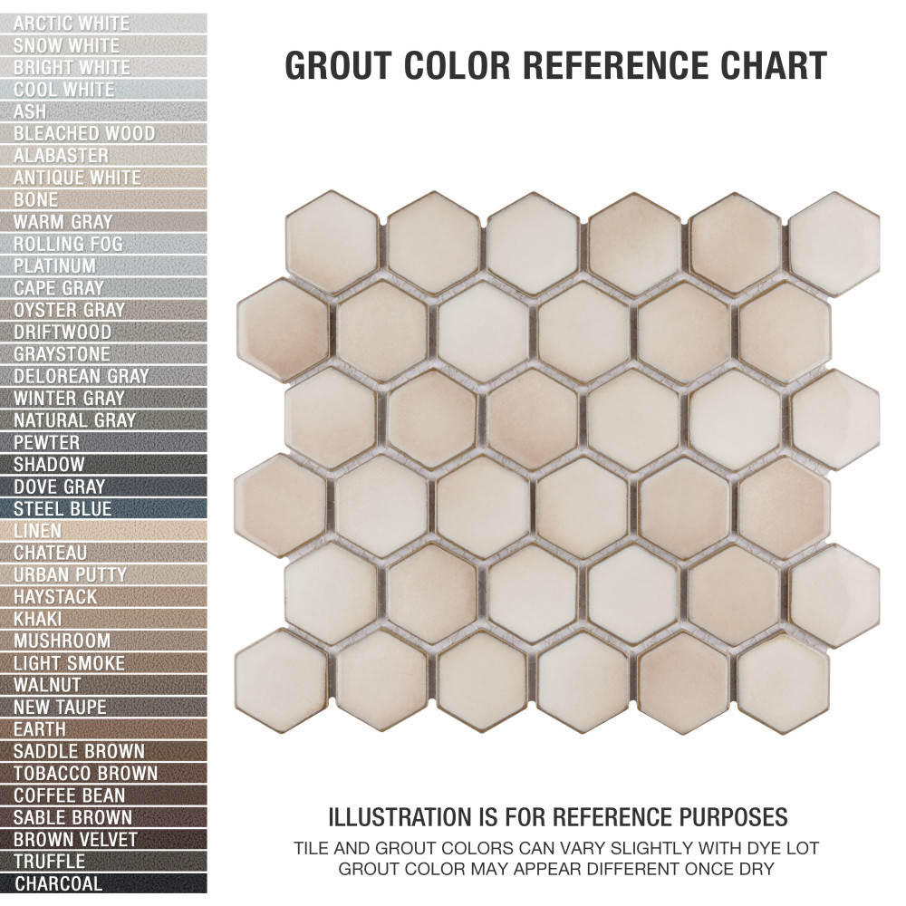 Hudson Due 2″ Hex Truffle 10-7/8 in. x 12-5/8 in. Porcelain Mosaic Tile