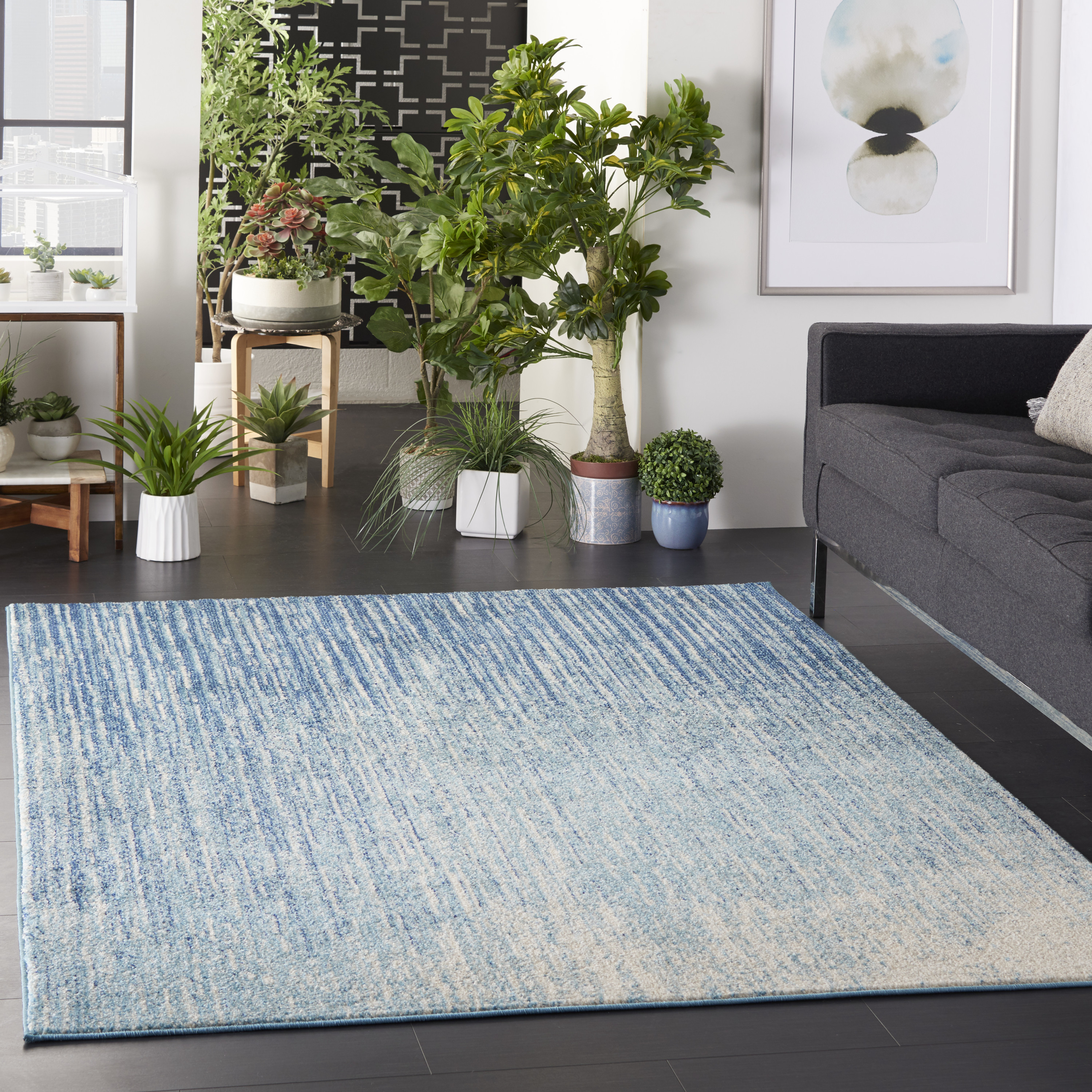 Nourison Passion 5'3" x 7'3" Navy Light Blue Modern Indoor Rug
