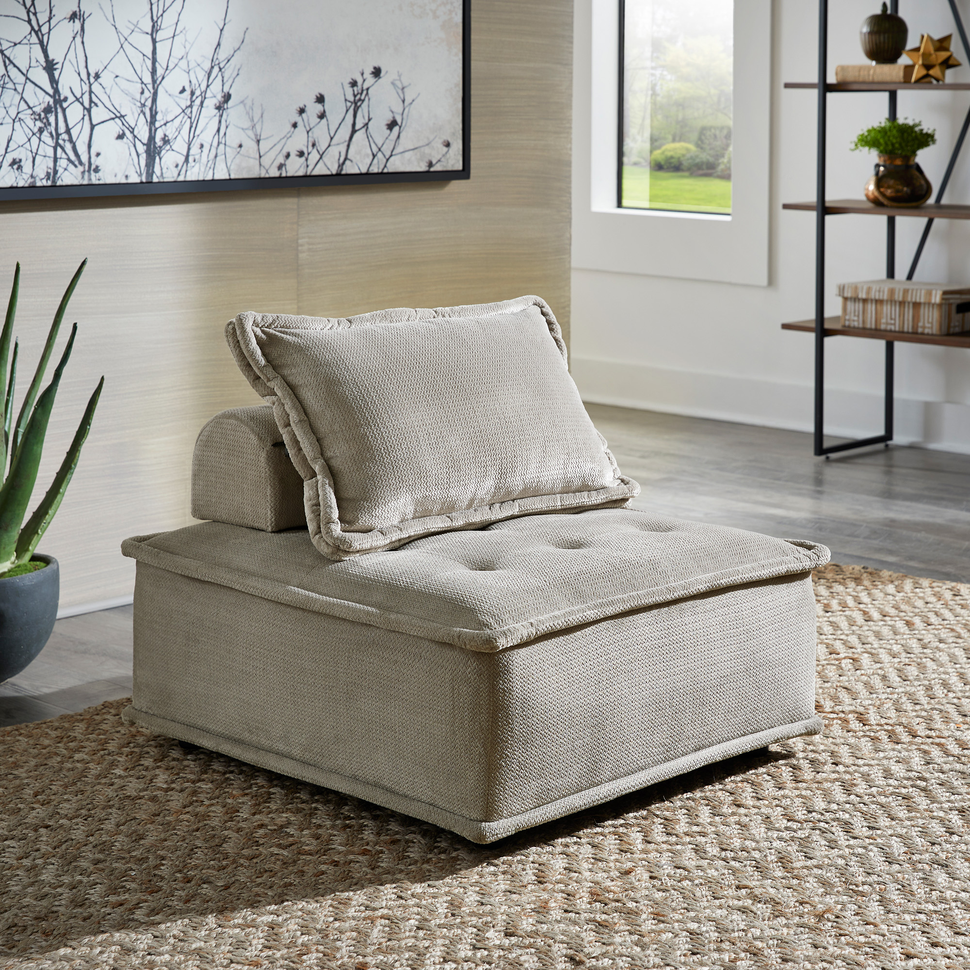 Velvet Tufted Modular Accent Chair with Pillow Back