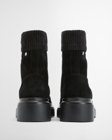 Imelda Zip-Front Ankle Boots Black Suede