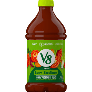 V8® Low Sodium Original 100% Vegetable Juice, 46 fl oz Bottle (6 Pack)