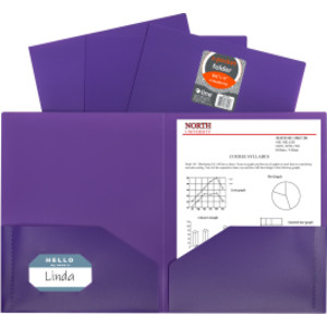 Two-Pocket Heavyweight Poly Portfolio Folder, Purple,1 Each