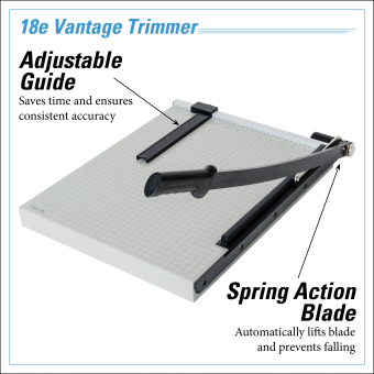 Dahle Vantage® 18e Trimmer InfoGraphic - Adjustable Guide