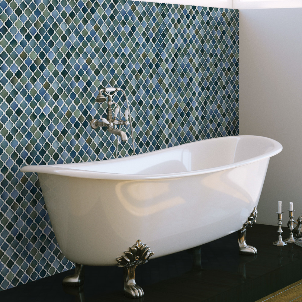 Hudson Tangier Lagoon 12-3/8 in. x 12-3/8 in. Porcelain Mosaic Tile