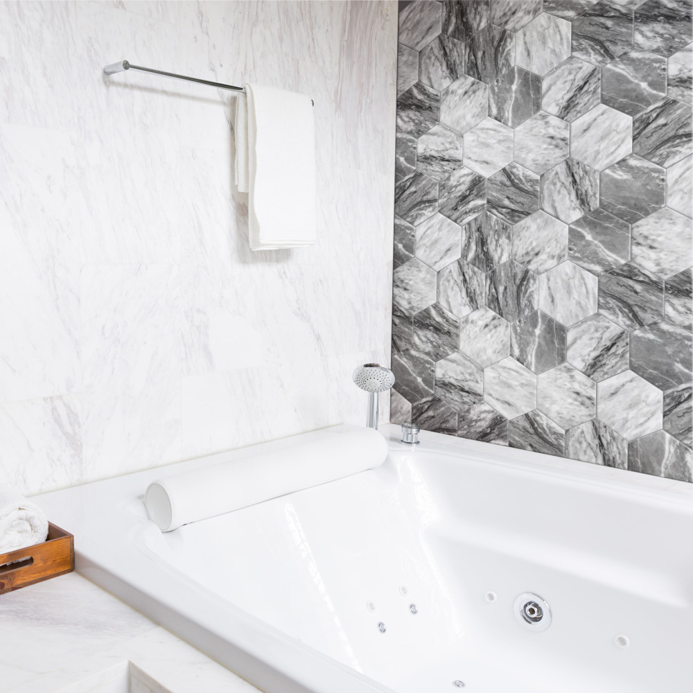 Sample – Classico Bardiglio Hex Dark Porcelain Floor and Wall Tile