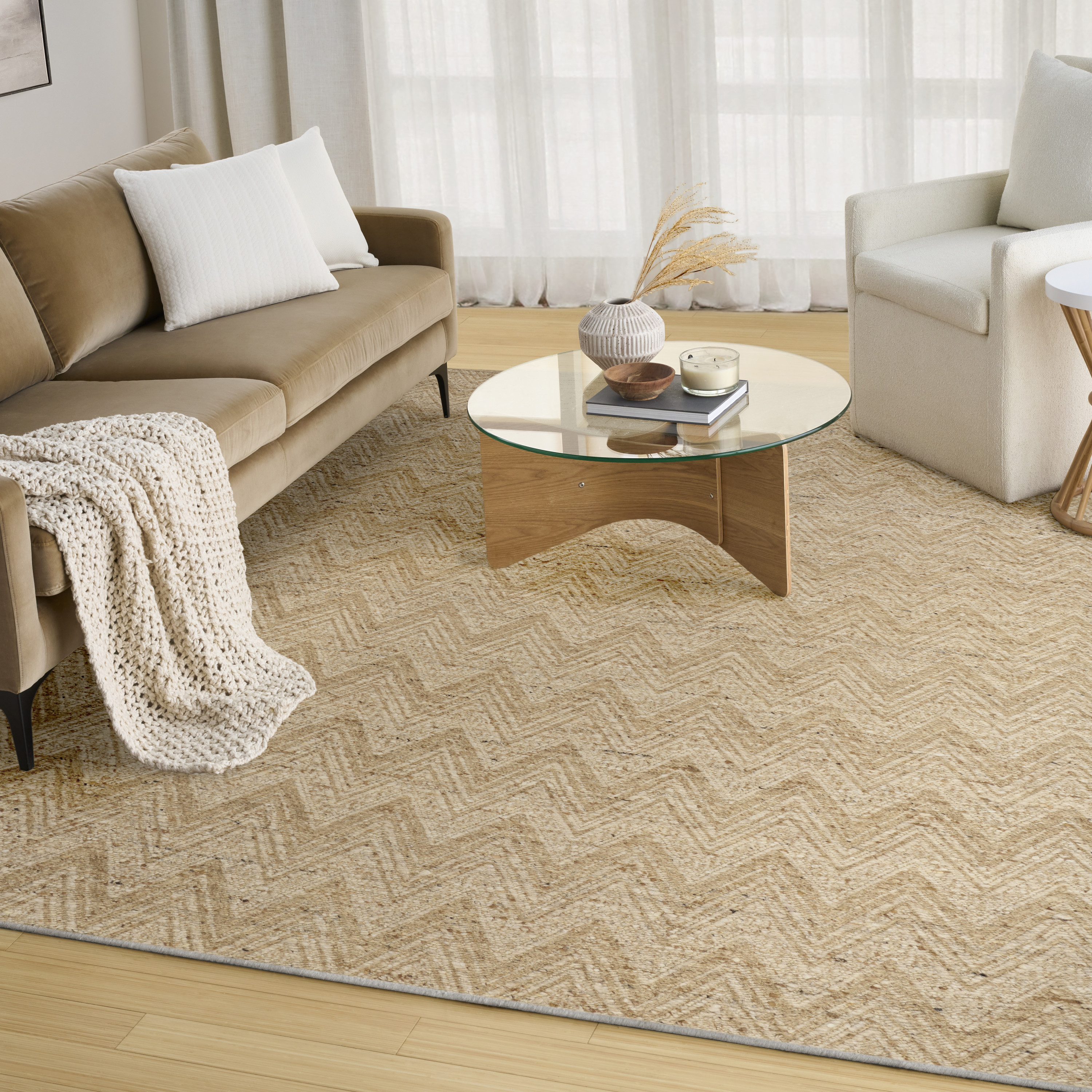 DKNY Pure Purl 7'9" x 9'9" Beige Ivory Modern Indoor Rug
