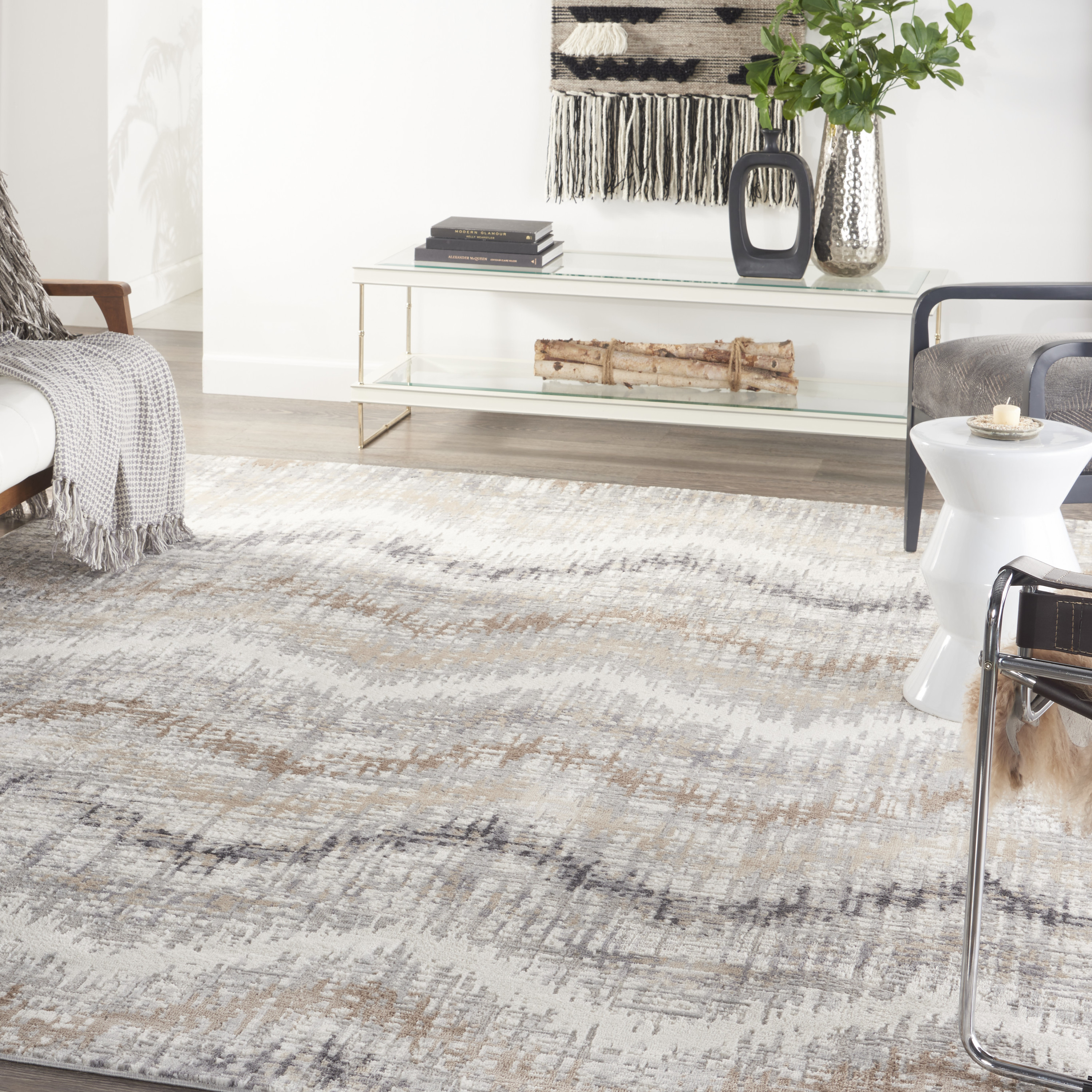 Nourison Elation 9' x 12' Grey Ivory Modern Indoor Rug