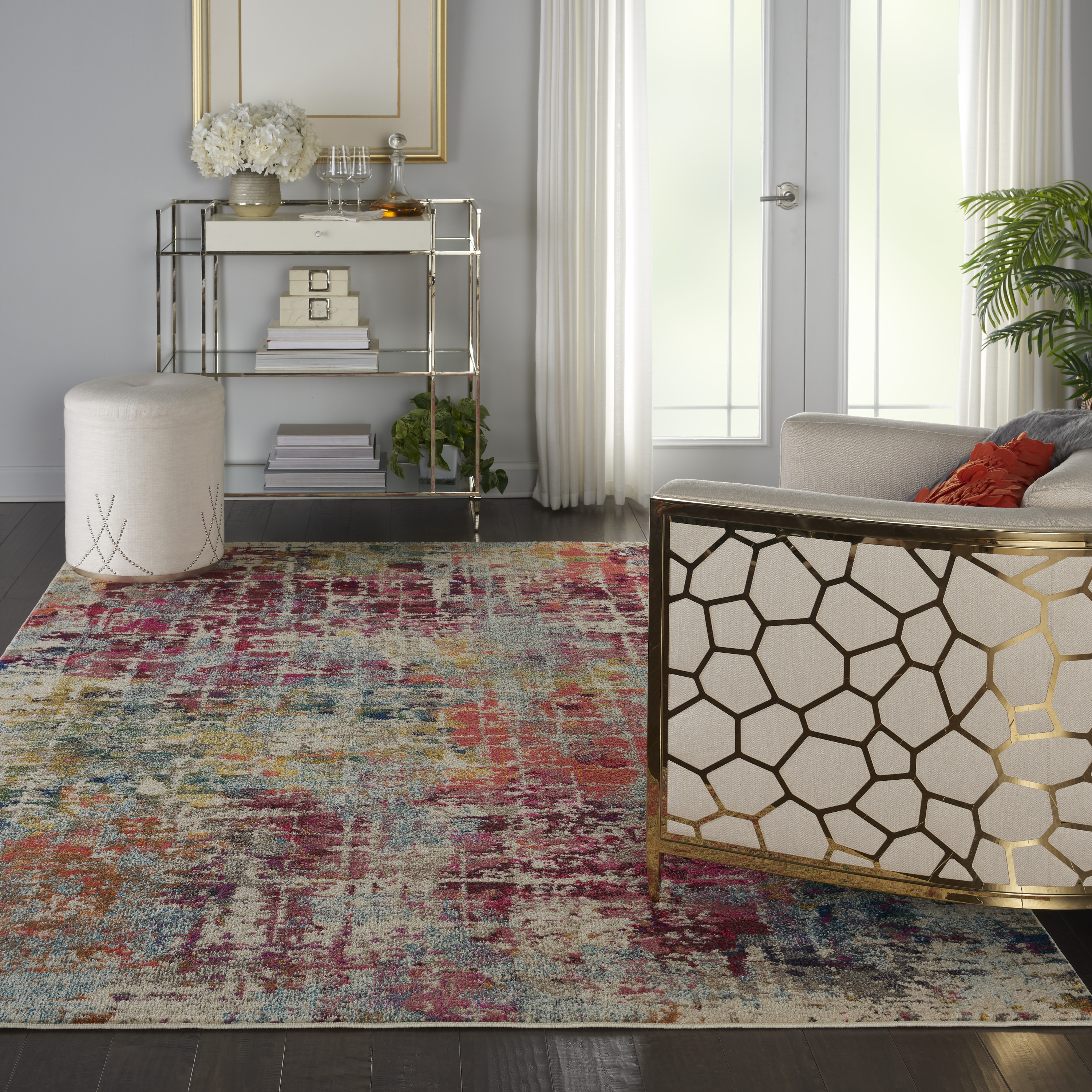 Nourison Celestial 6'7" x 9'7" Pink Multicolor Modern & Contemporary Indoor Rug