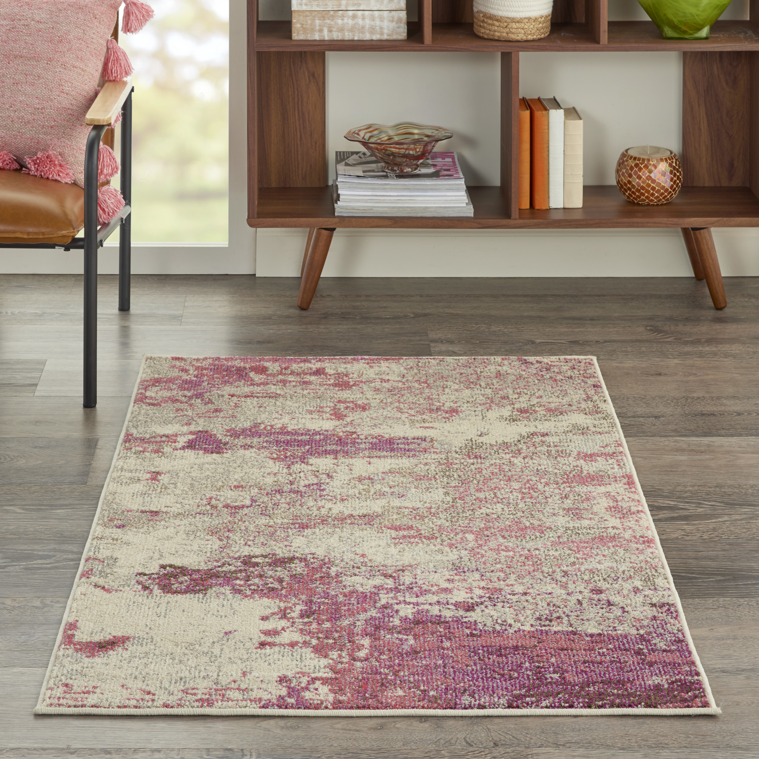 Nourison Celestial 3' x 5' Ivory Pink Modern Indoor Rug