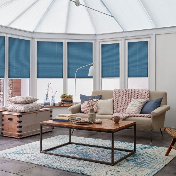 Solartex Chintz Petrol Pleated blind