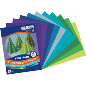 Construction Paper, Heavyweight, Cool Assorted, 9" x 12", 50 Sheets