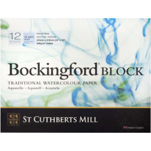 Bockingford Watercolor Block, Cold Pressed, White, 140lb/300gsm, 12 Sheet, 12x16 inch, 1 Count