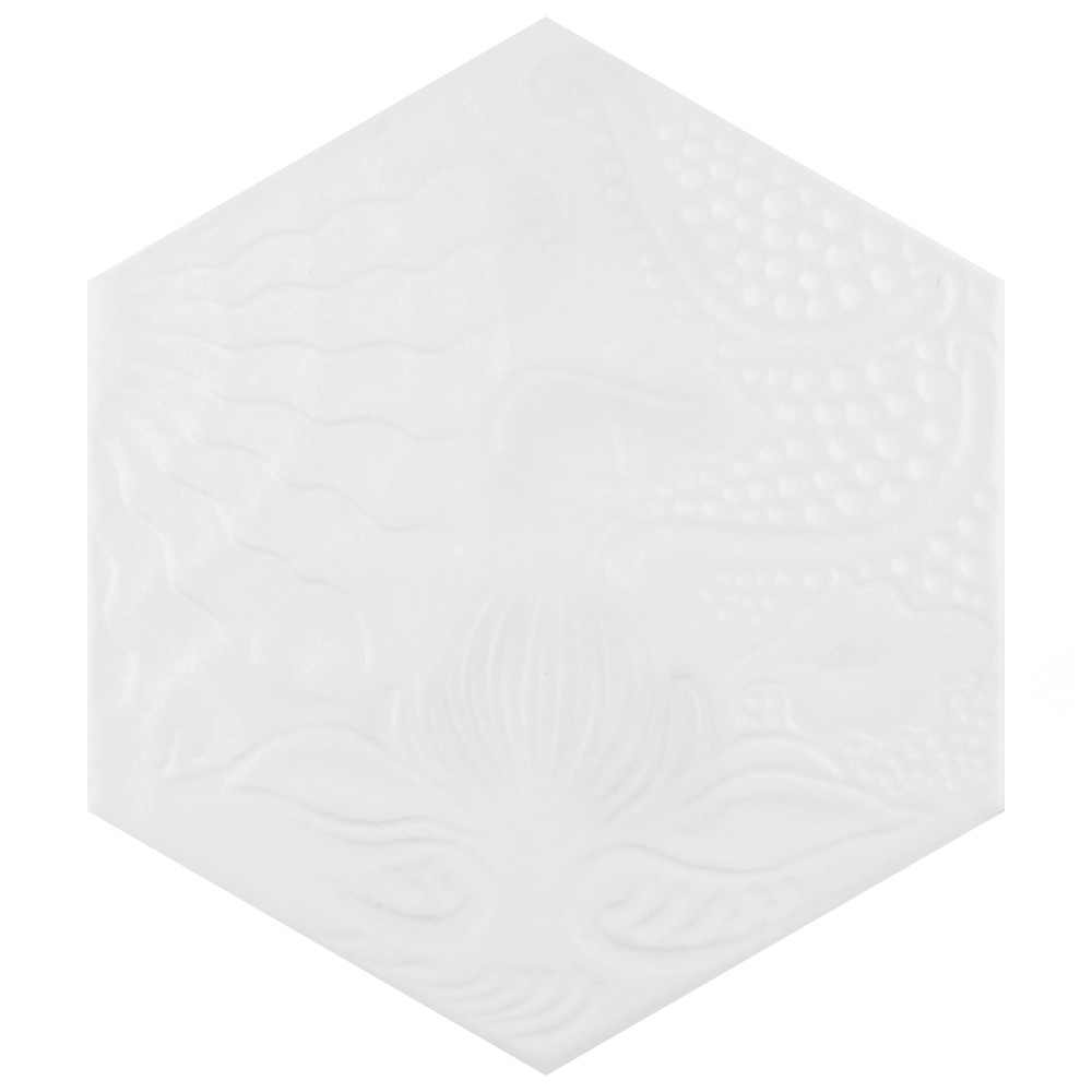 Gaudi Hex White 8-5/8 in. x 9-7/8 in. Porcelain Floor and Wall Tile