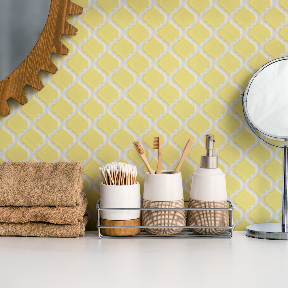 Hudson Tangier Vintage Yellow 12-3/8 in. x 12-3/8 in. Porcelain Mosaic Tile