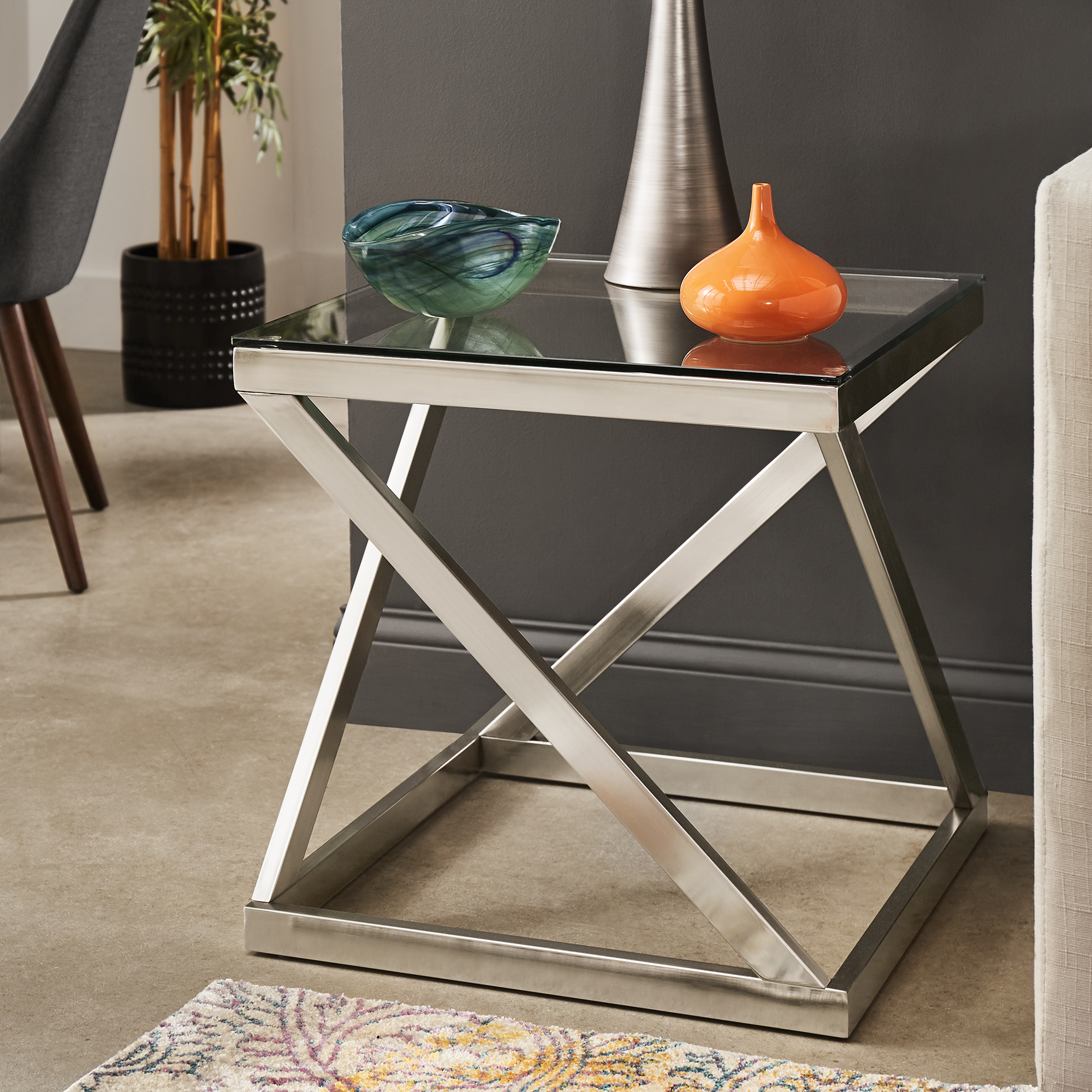 Brushed Nickel End Table