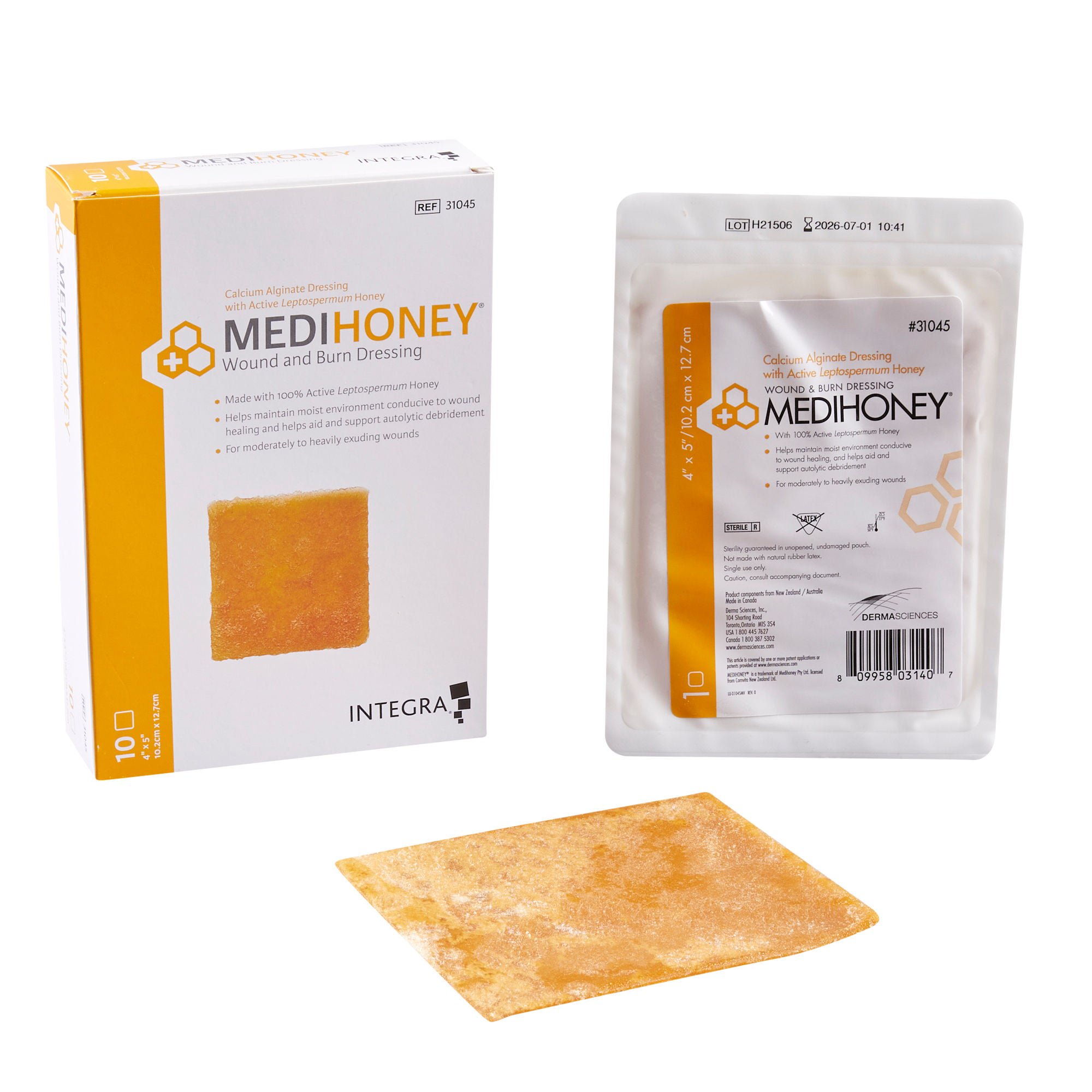 Medihoney® Calcium Alginate Dressing, 4 x 5 Inch