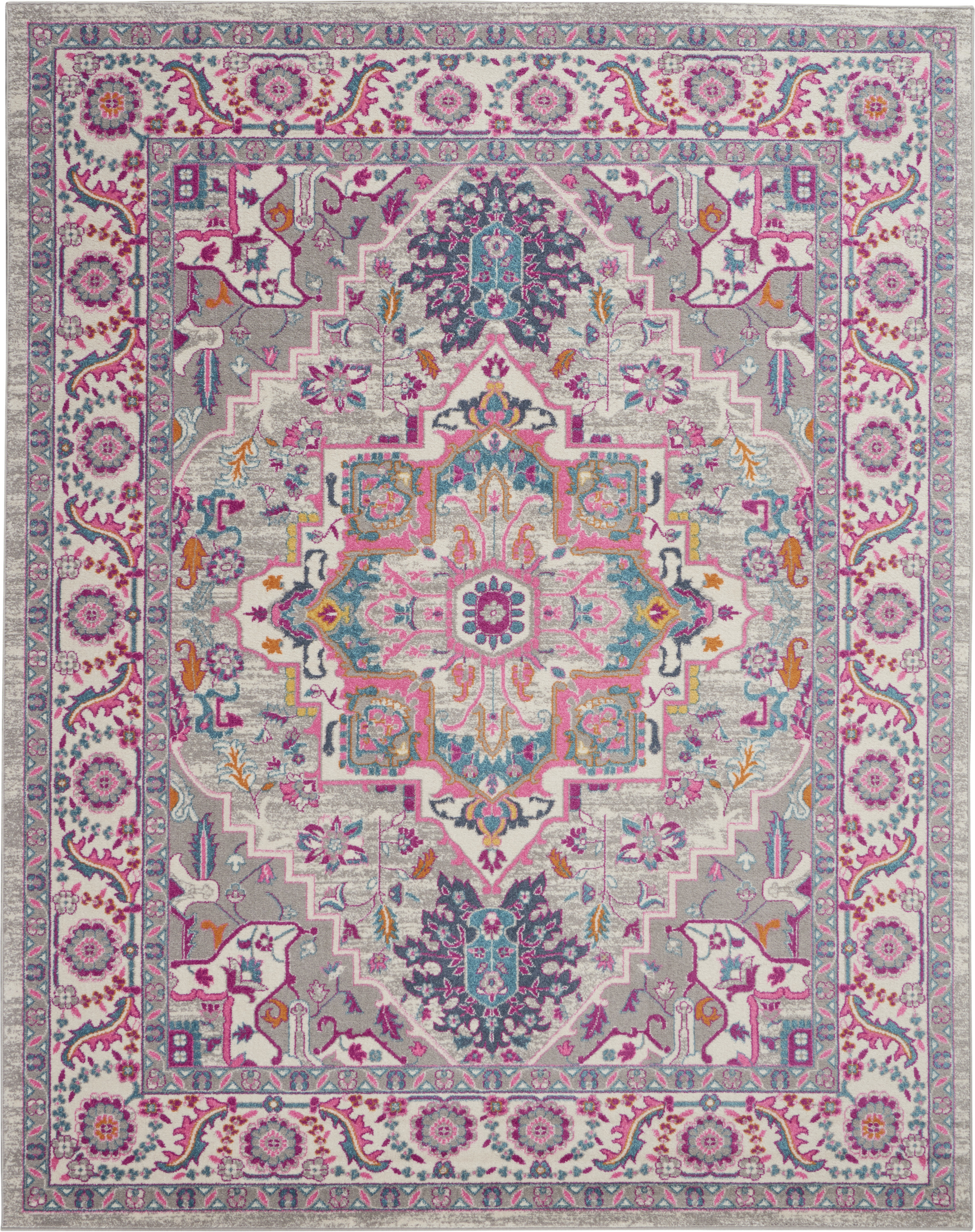 Nourison Passion 8' x 10' Light Grey Pink Bohemian Indoor Rug