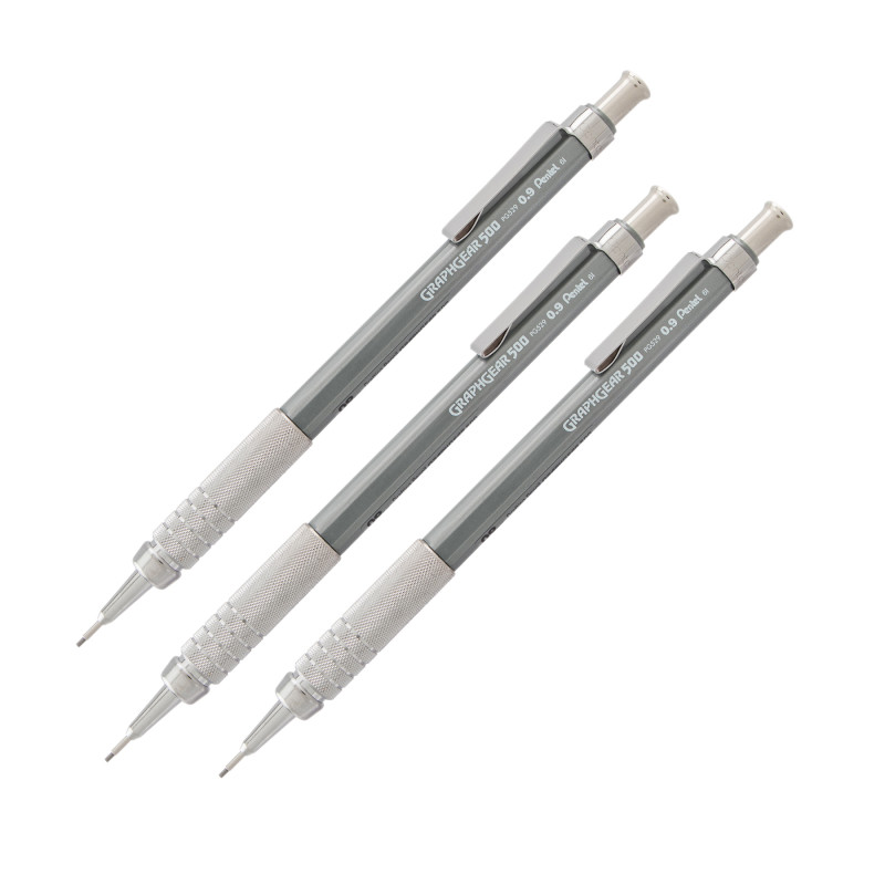 GraphGear 500 Automatic Drafting Pencil (0.9mm), Gray Barrel, 1 Count, Pack of 3
