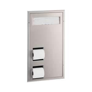 Bobrick, ClassicSeries®, Partition Mounted Standard Bath Tissue and Seat Cover Dispenser, Stainless Steel