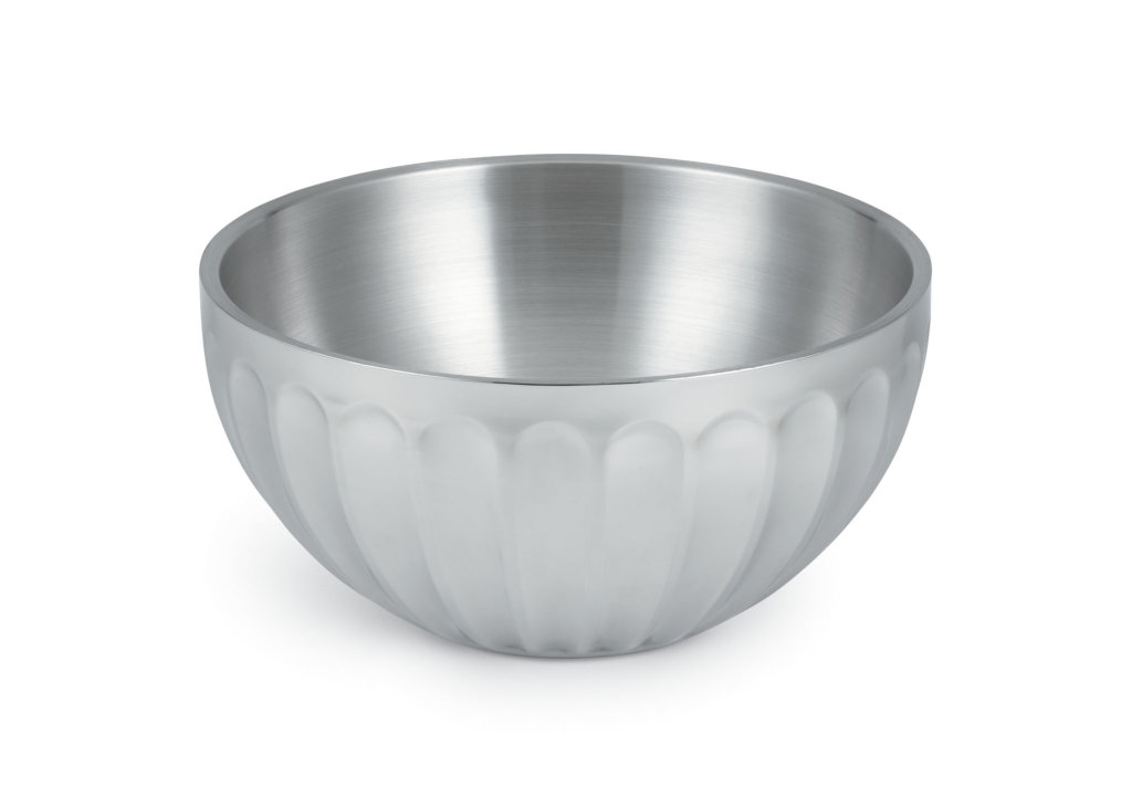 10 1/10-quart round fluted double-wall stainless steel serving bowl