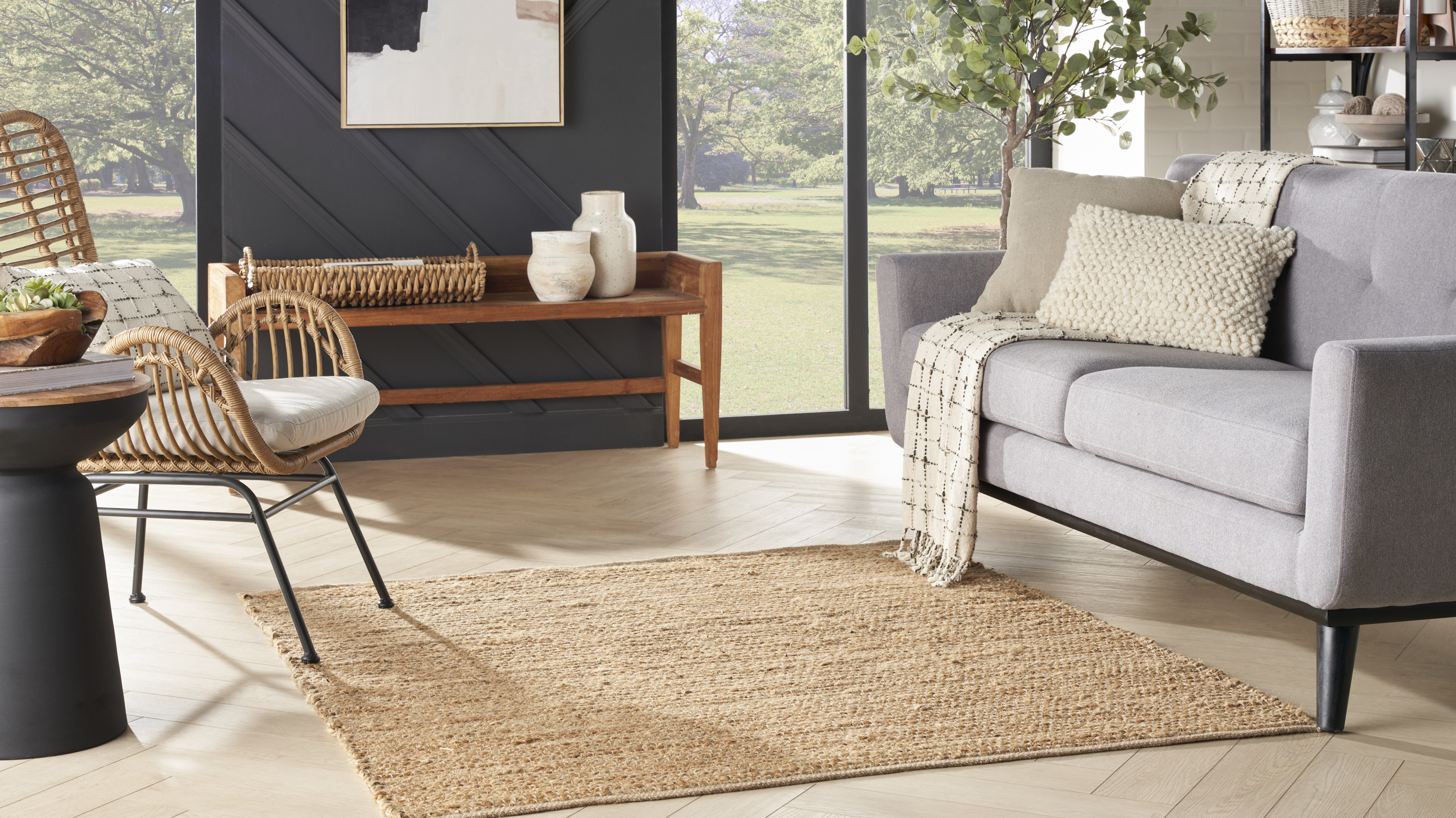 Nourison Natural Jute 5' x Square Natural Farmhouse Indoor Rug