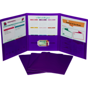 Tri-Fold Portfolio, Heavyweight Poly, Purple, 1 Each
