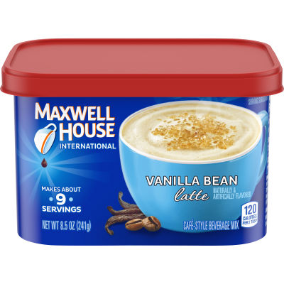 Maxwell House International Vanilla Bean Latte Café-Style Instant Coffee Beverage 8.5 oz Canister