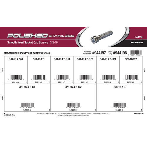 Polished Stainless Smooth-Head Socket Cap Screws Assortment (3/8