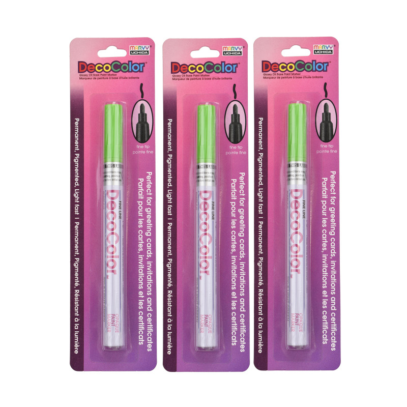 DecoColor® Paint Marker, Fine Tip, 200-S, Light Green #11, Set of 3
