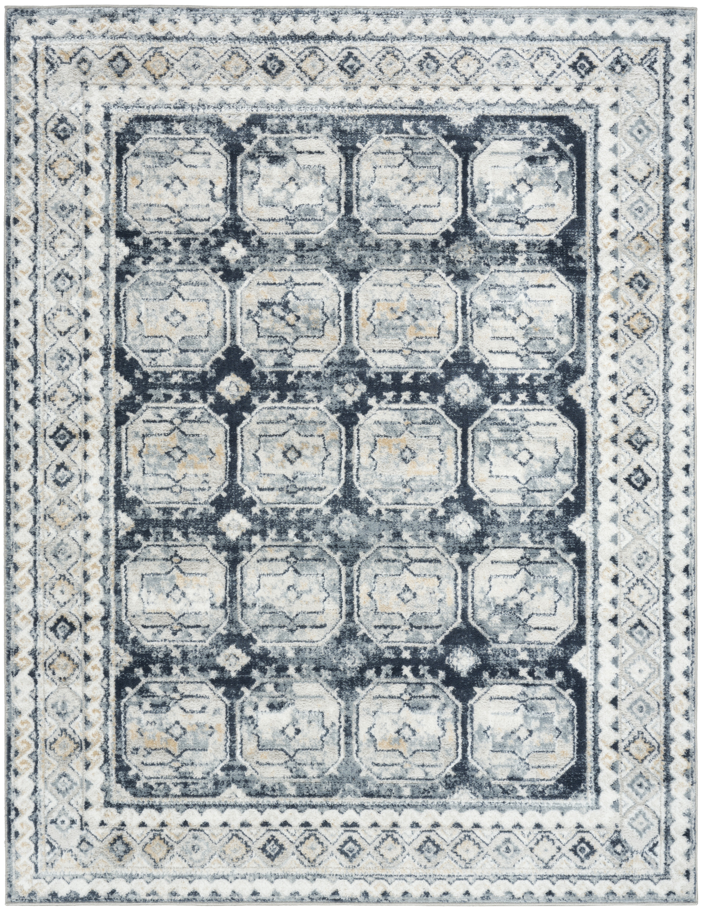 Nourison Dekor 5'3" x 7' Grey Navy Vintage Indoor Rug