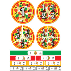 Magnetic Die-Cut Pizza Fractions, 8.5 x 11 in., Write-On/Wipe-Off Math Manipulative