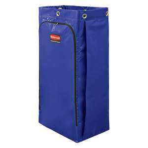 Rubbermaid Commercial, 34 Gal Janitorial Cleaning Cart Vinyl Bag, High Capacity, Blue