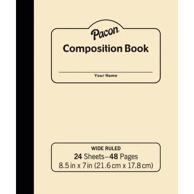 Pacon  Composition Book, Manila, 3/8 in ruled with margin 8-1/2