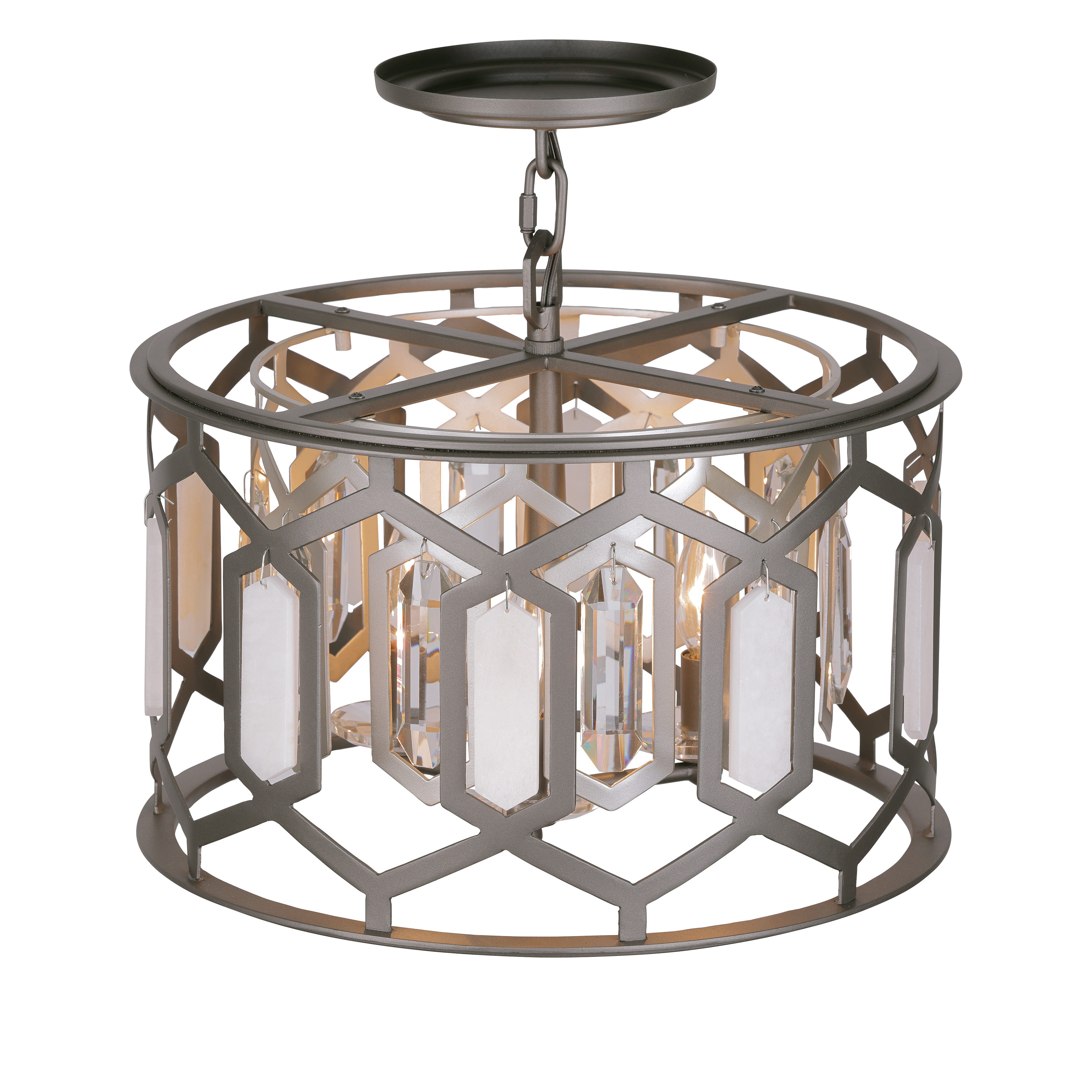 The Hexly combines contemporary styling with luxurious materials. Its convertible design offers installation flexibility, while crystal and alabaster stone accents add sophisticated sparkle to any space. - alternate view