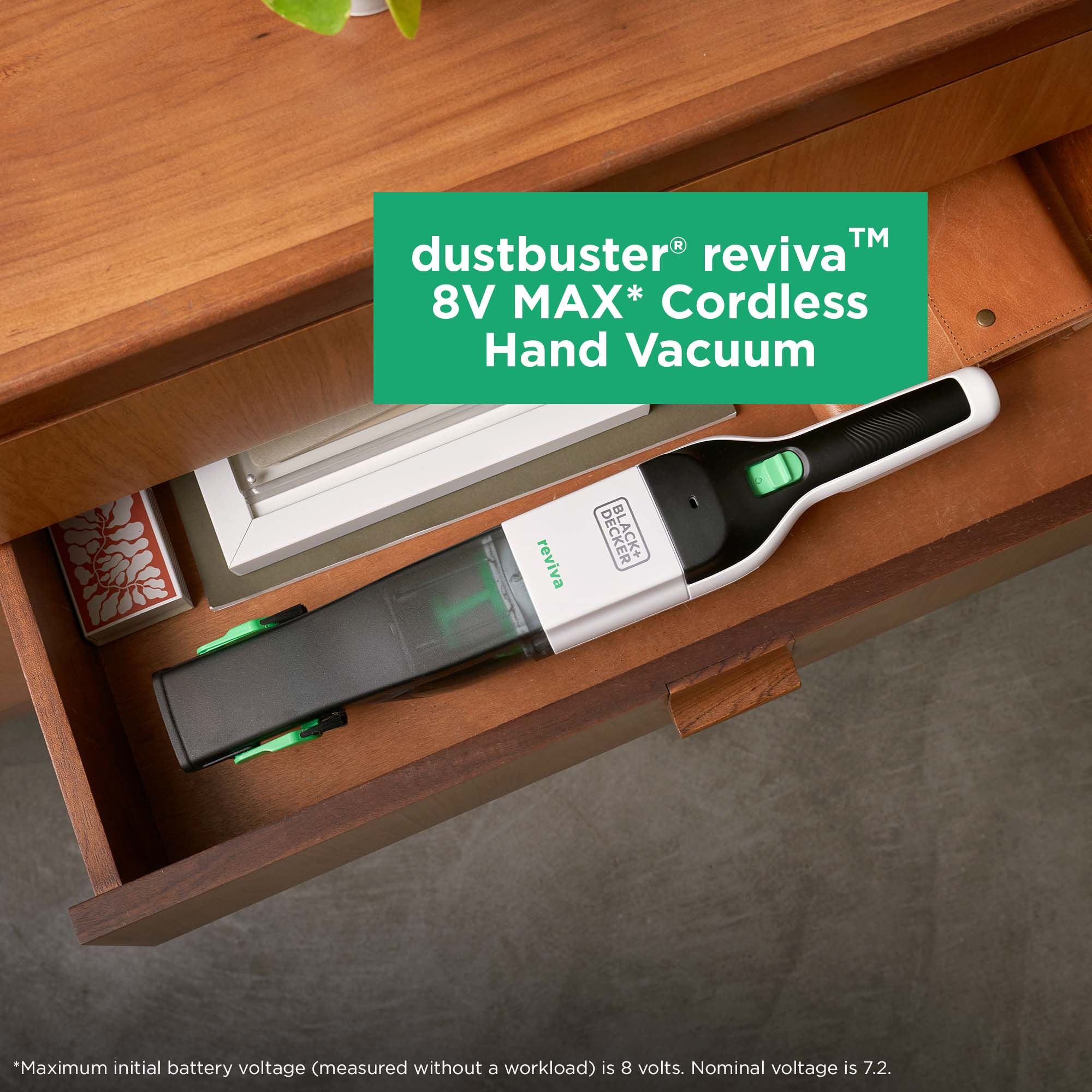 BLACK+DECKER reviva hand vac store in a drawer