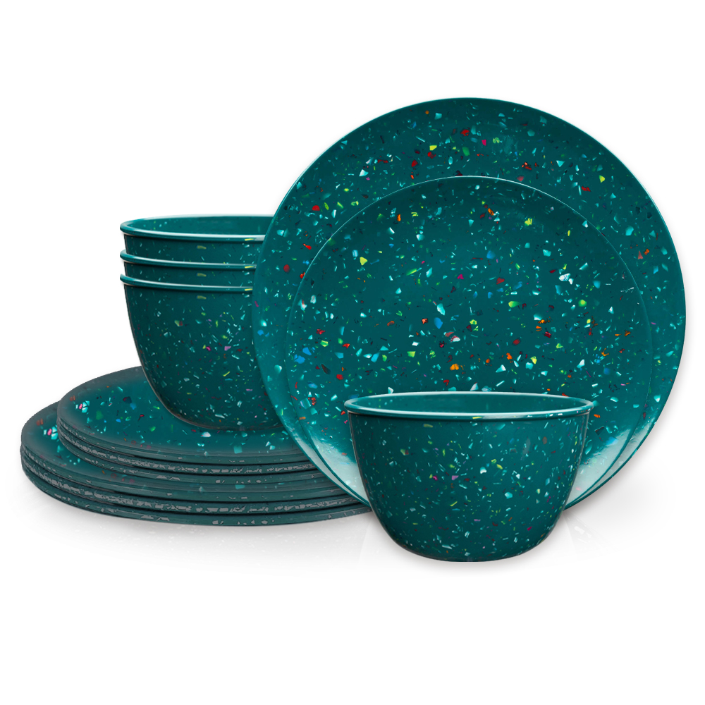 Confetti Dinnerware Set, Peacock, 12-piece set image